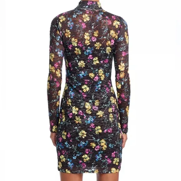 AQUA Puckered Lace Dress Floral/Mulit - Picture 4 of 14